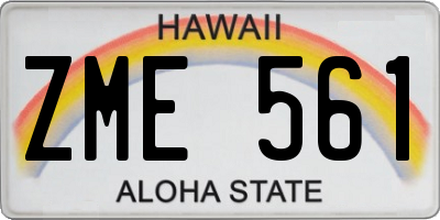 HI license plate ZME561