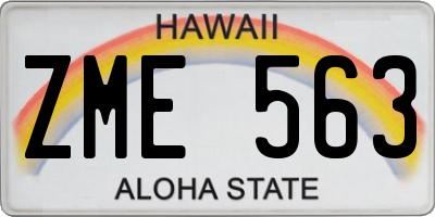 HI license plate ZME563