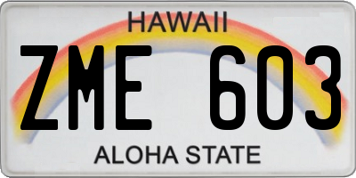 HI license plate ZME603