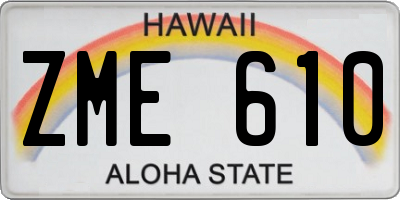 HI license plate ZME610