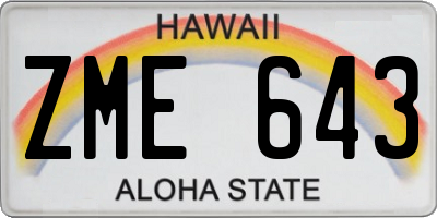 HI license plate ZME643