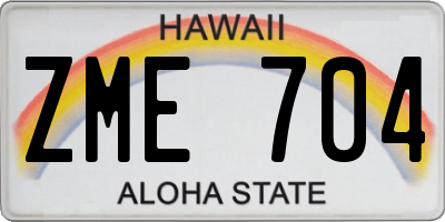 HI license plate ZME704