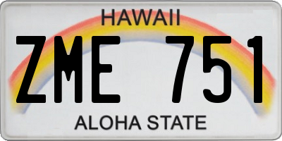 HI license plate ZME751