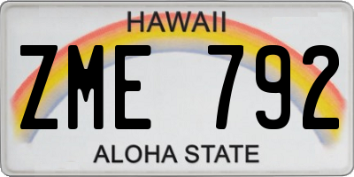 HI license plate ZME792