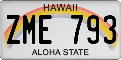 HI license plate ZME793