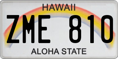 HI license plate ZME810