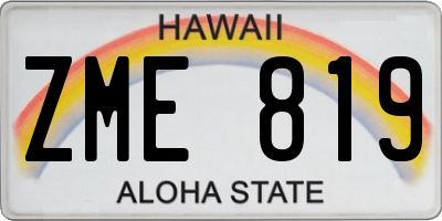 HI license plate ZME819