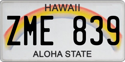 HI license plate ZME839