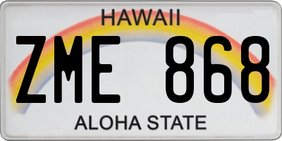 HI license plate ZME868