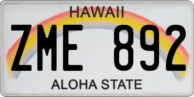 HI license plate ZME892