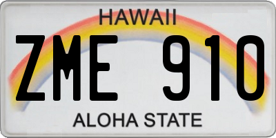 HI license plate ZME910