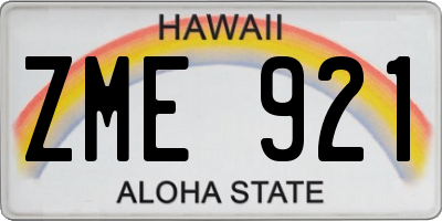 HI license plate ZME921