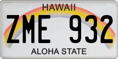 HI license plate ZME932