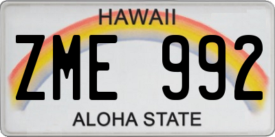 HI license plate ZME992