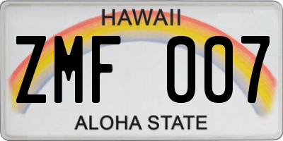 HI license plate ZMF007
