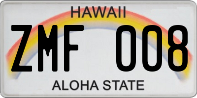HI license plate ZMF008