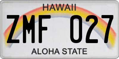 HI license plate ZMF027