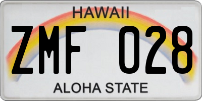 HI license plate ZMF028