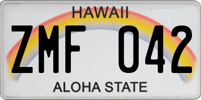 HI license plate ZMF042