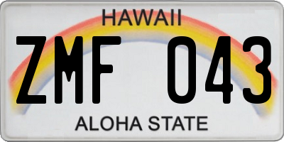 HI license plate ZMF043