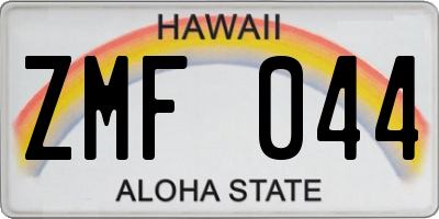 HI license plate ZMF044
