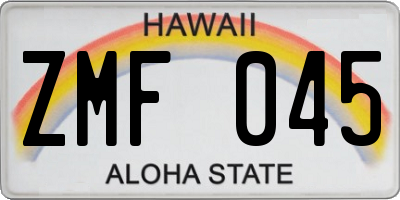 HI license plate ZMF045