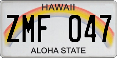 HI license plate ZMF047