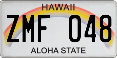 HI license plate ZMF048