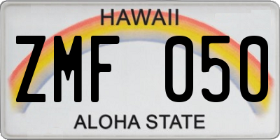 HI license plate ZMF050