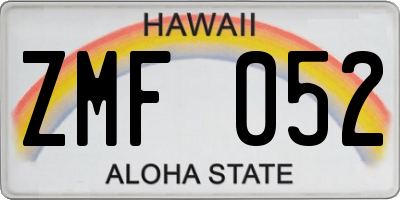 HI license plate ZMF052