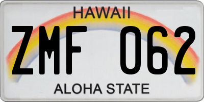 HI license plate ZMF062