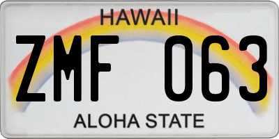 HI license plate ZMF063