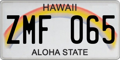 HI license plate ZMF065