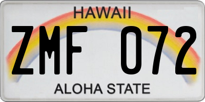HI license plate ZMF072