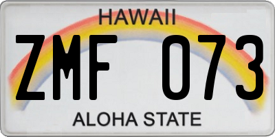 HI license plate ZMF073