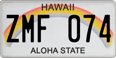 HI license plate ZMF074