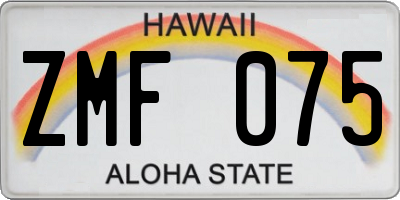 HI license plate ZMF075