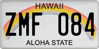 HI license plate ZMF084