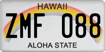 HI license plate ZMF088