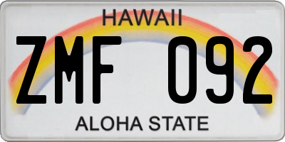 HI license plate ZMF092