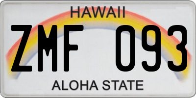 HI license plate ZMF093