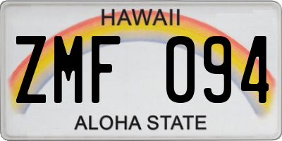 HI license plate ZMF094
