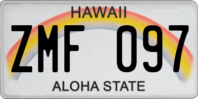 HI license plate ZMF097