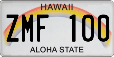 HI license plate ZMF100