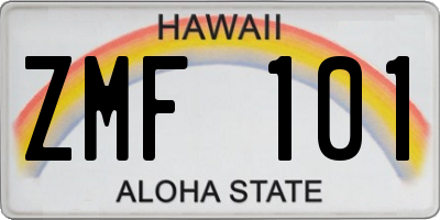 HI license plate ZMF101