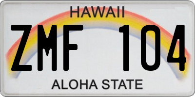 HI license plate ZMF104