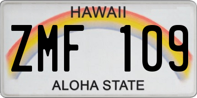 HI license plate ZMF109