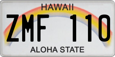 HI license plate ZMF110