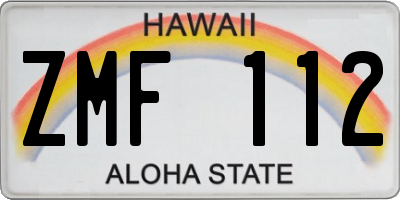HI license plate ZMF112