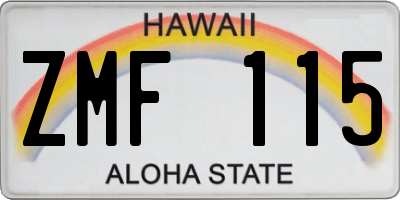 HI license plate ZMF115